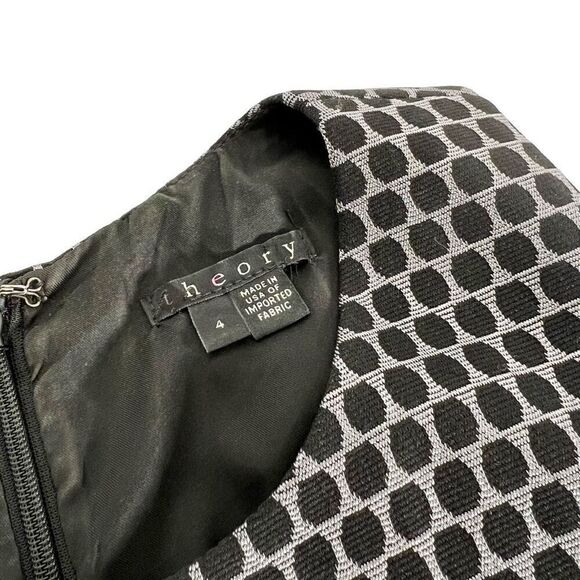 Theory Silver & Black Small Trekana Circuit Fit and Flare Dress Size 4 - Picture 4 of 12